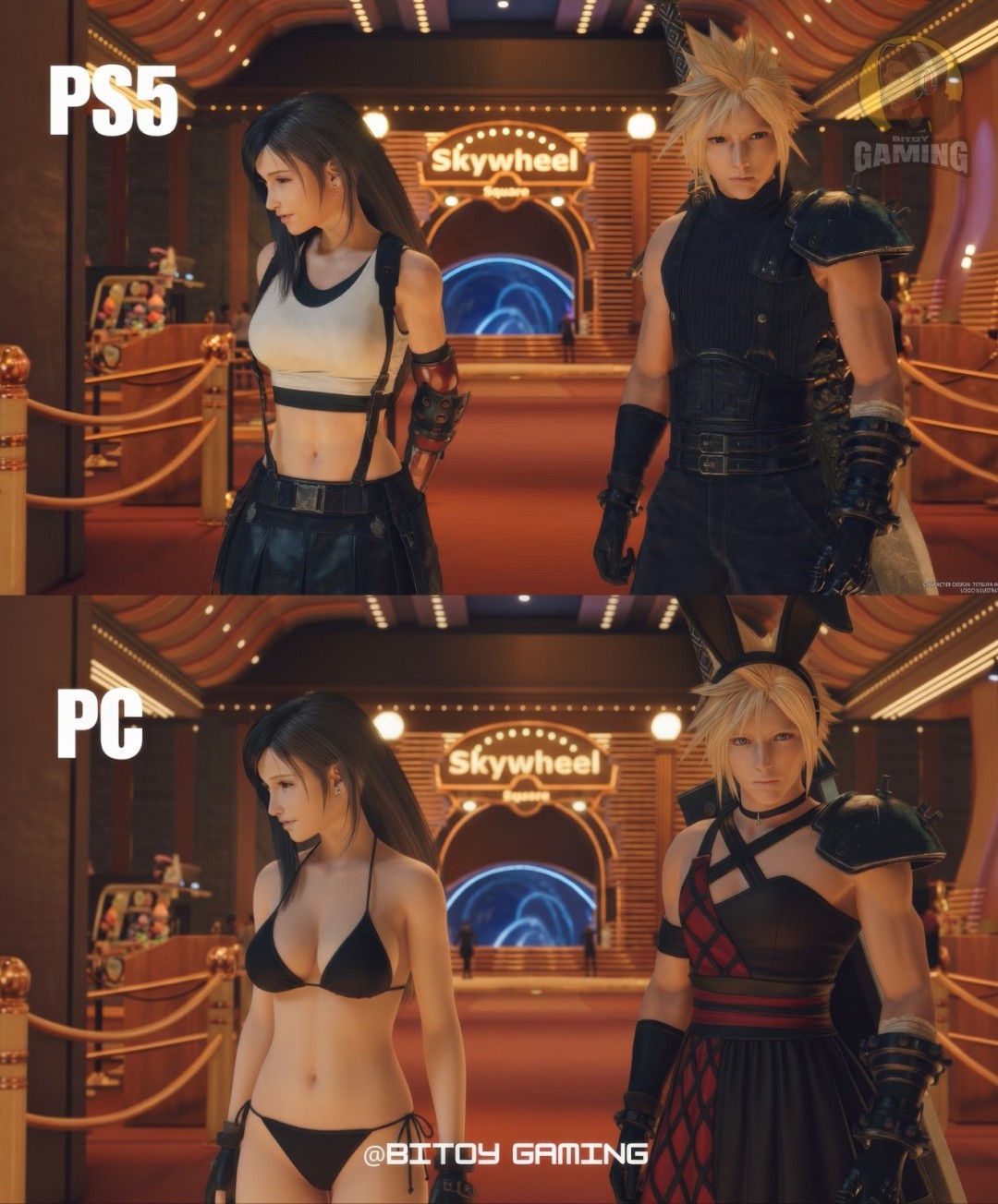 游戏角色在PS5和PC上服装对比 上了PC就由不得你