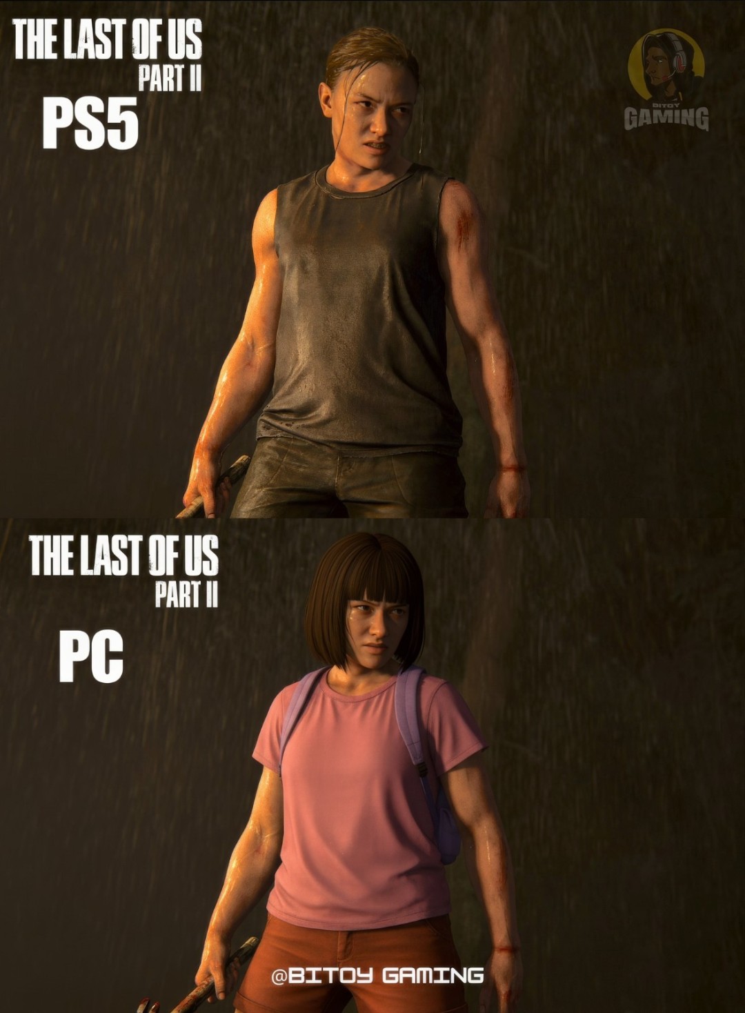 游戏角色在PS5和PC上服装对比 上了PC就由不得你