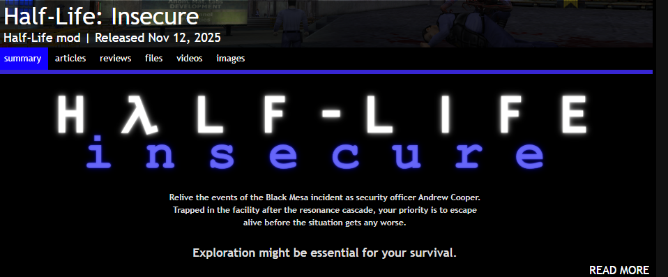 一代《半条命》新MOD《不安》发布 讲述另一视点故事
