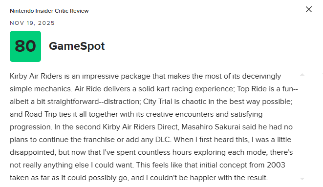 《星之卡比：空中骑士》M站均分78分：对原作理念的极致发挥