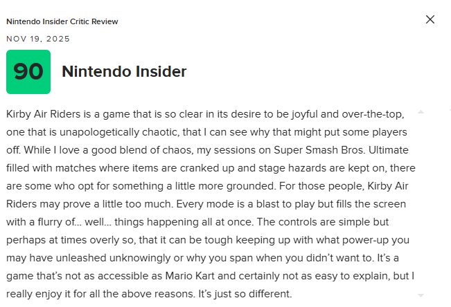 《星之卡比：空中骑士》M站均分78分：对原作理念的极致发挥