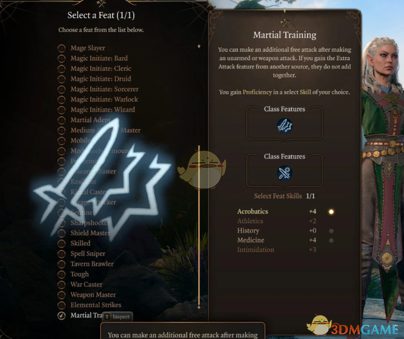 《博德之门3》额外攻击专长-武术训练MOD