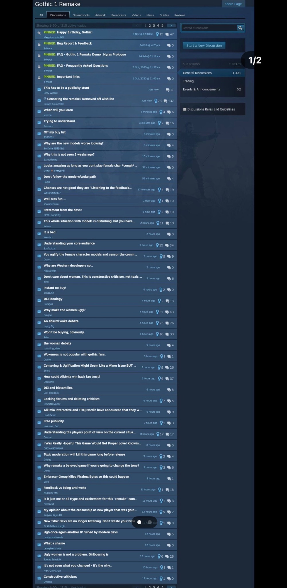 《哥特王朝：重制版》丑化女性 Steam讨论区炸了锅