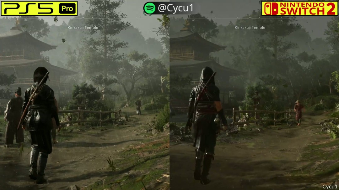 《刺客信条：影》PS5 Pro和Switch 2画面对比