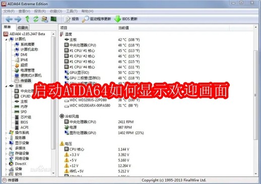 启动AIDA64如何显示欢迎画面