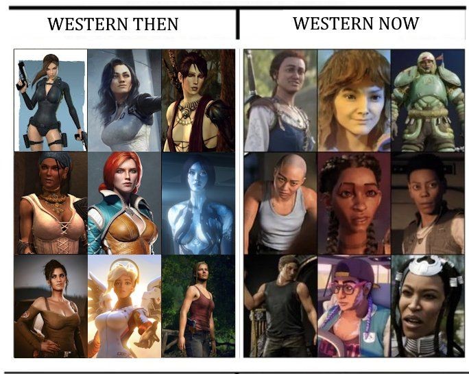 博主晒东西方游戏女角色对比图 中日韩美女就是棒