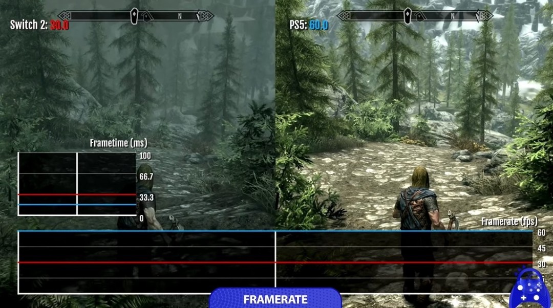 《上古卷轴5》PS与NS2平台对比 NS2版本画质提升性能灾难