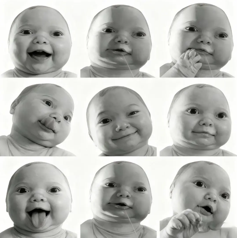 诡异的婴儿流口水黑白大头照，怎么就成为了网友摆烂专用表情包？