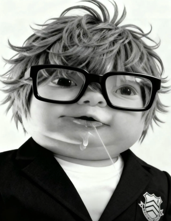 诡异的婴儿流口水黑白大头照，怎么就成为了网友摆烂专用表情包？