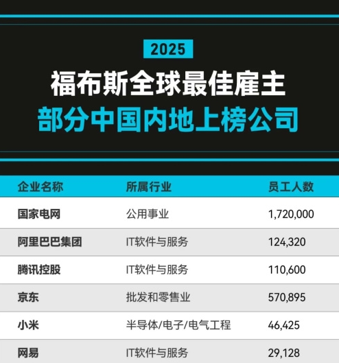 2025全球最佳雇主TOP50：微软第一没中国企业