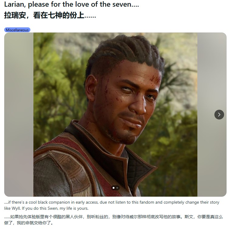 玩家请愿拉瑞安：《神界》新作别听社区反馈瞎改