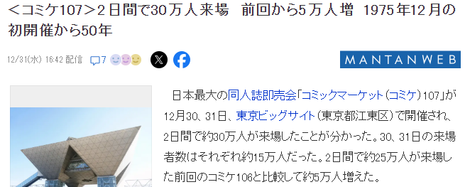 同人志大会CM 107闭幕 50周年之际迎来30万观众