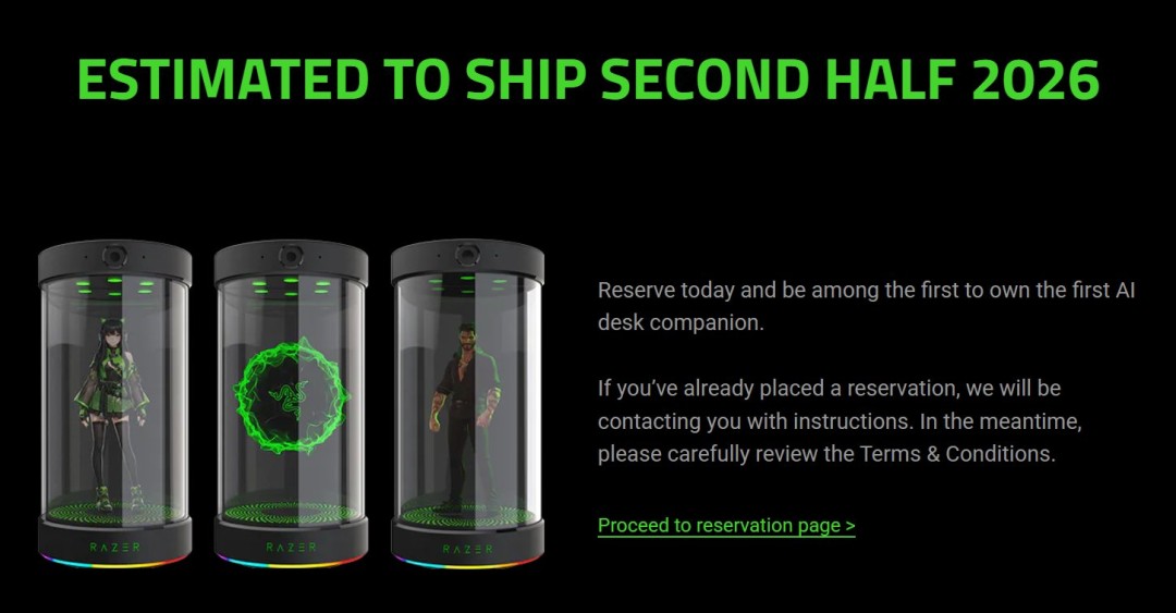 CES 2026：雷蛇发布实体AI伴侣 形象可以是猫娘、Faker