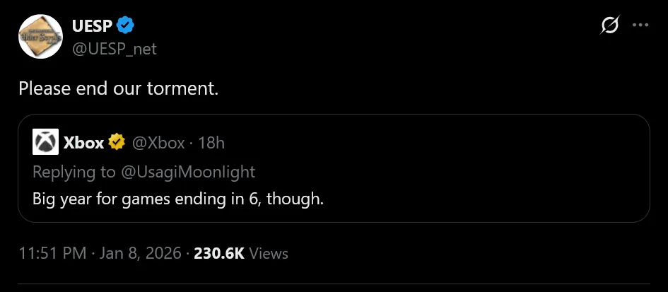 《上古卷轴6》将亮相Xbox直面会？Xbox官推引粉丝遐想