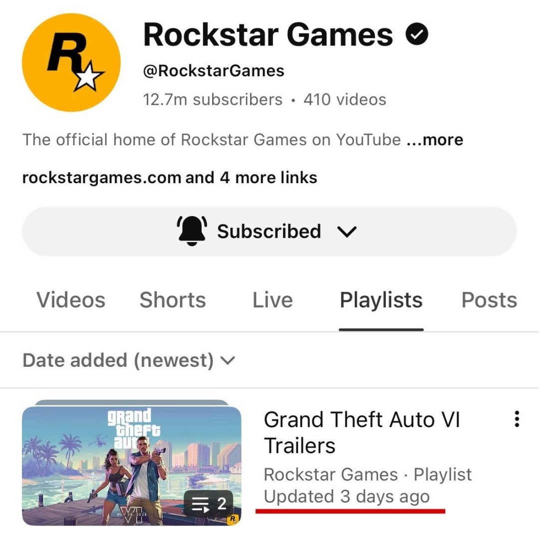 《GTA6》官方频道显异象 第三支预告要出了？