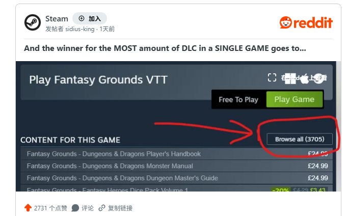 玩家发现Steam史上DLC最多游戏 发售5年多达3705个