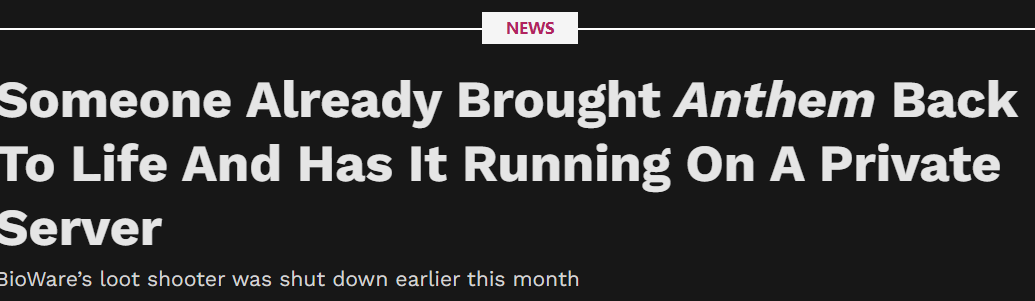 《圣歌》刚关服已经出现私人服务器 粉丝高玩在努力招魂中