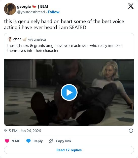 玩家大赞《生化危机：安魂曲》格蕾丝配音演员 TGA最佳演员稳了！