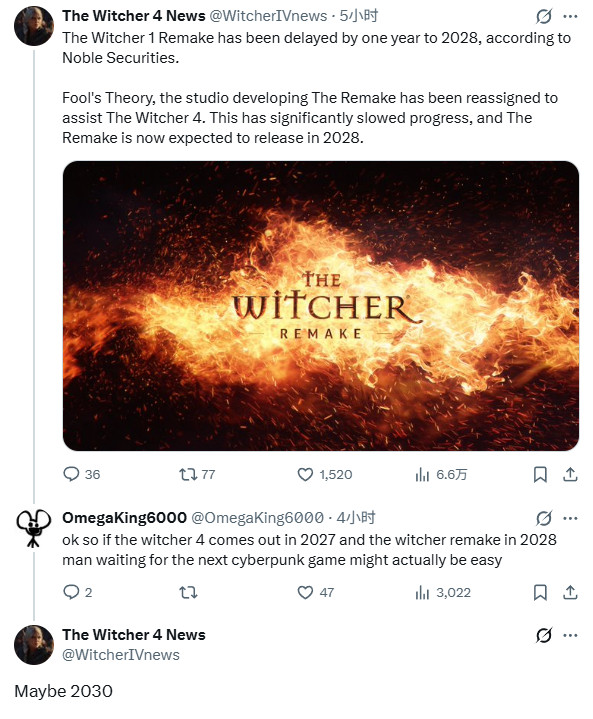 传《巫师1：重制版》2028年发售 晚于《巫师4》