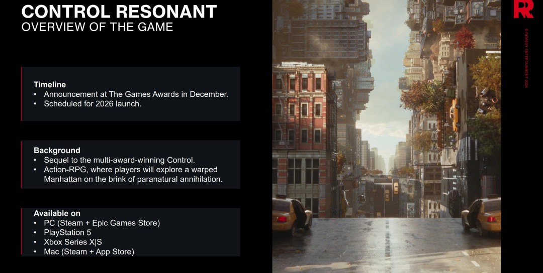《控制：共鸣》将在《GTA6》前发售 去年《控制》又卖了100万套