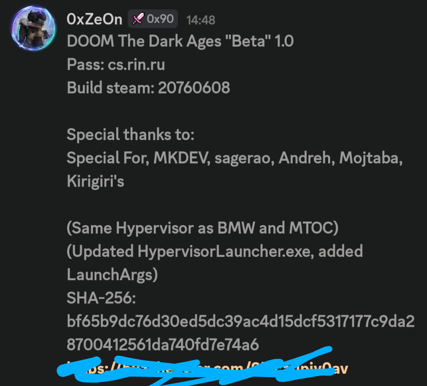 0xZe0n破解《毁灭战士：黑暗时代》D加密！
