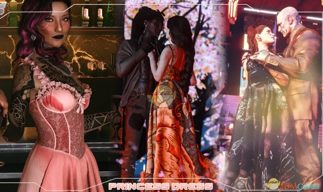 《赛博朋克2077》复古公主裙MOD