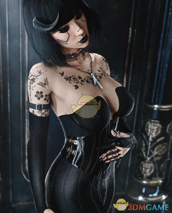 《赛博朋克2077》哥特抹胸紧身长裙MOD