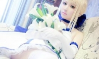 My king Saber sexy white silk COS Meitu gentleman perspective peeping skirt bottom spring light