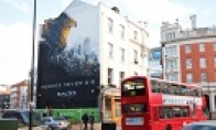British artists on the streets of martial arts, huge professor heads, appeared in East London