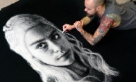 Playing foreign players in the city will use the salt painting "Game of Thrones" Dragon Girl Portrait