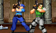 The screenshot of the arcade version of "Resident Evil" scene is endless