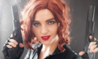 One person plays two horns: Australian girl cos red witch and black widow