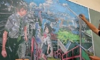 Japanese students painted the new Haicheng animation "Your Name" blackboard and reported heated discussion