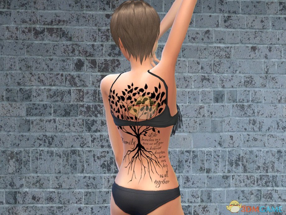 《模拟人生4》背部树枝纹身MOD