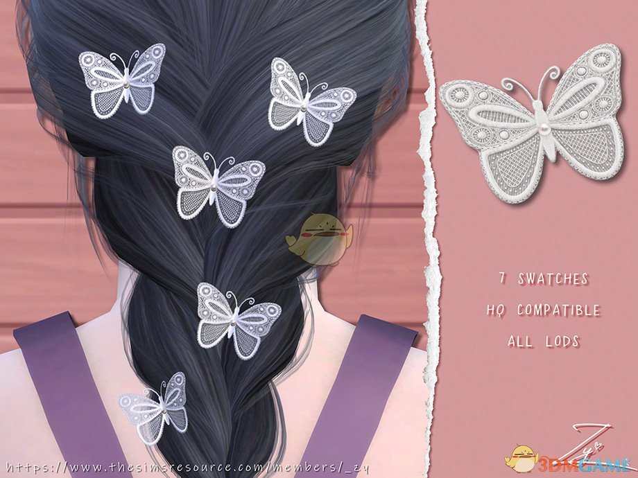 《模拟人生4》儿童蕾丝蝴蝶发夹MOD