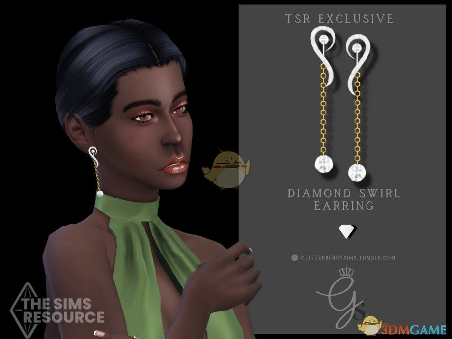 《模拟人生4》钻石黄金吊式耳环MOD