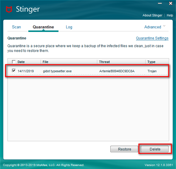 McAfee Stinger Raptor