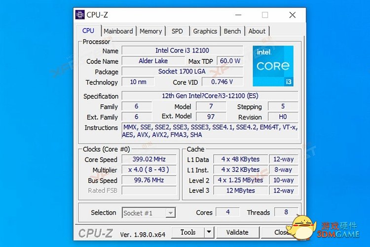英特尔酷睿i3-12100处理器测试成绩泄露， 强于AMD Ryzen 3 3300X