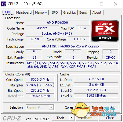 发布9年后 AMD推土机架构FX-6300处理器超频首破8GHz