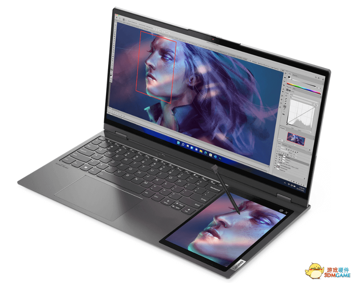 联想 17 英寸 ThinkBook Plus 更多渲染图曝光：笔记本内塞入“平板”，运行Win11