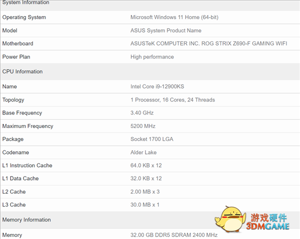 Intel 5.5GHz鸡血版i9-12900KS跑分首曝：单多核碾压所有