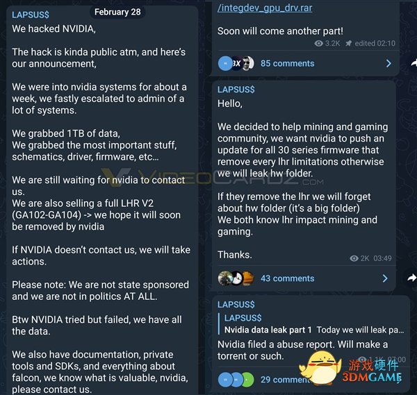 黑客威胁曝光NVIDIA 1TB机密数据！公开叫卖RTX 30挖矿破解算法