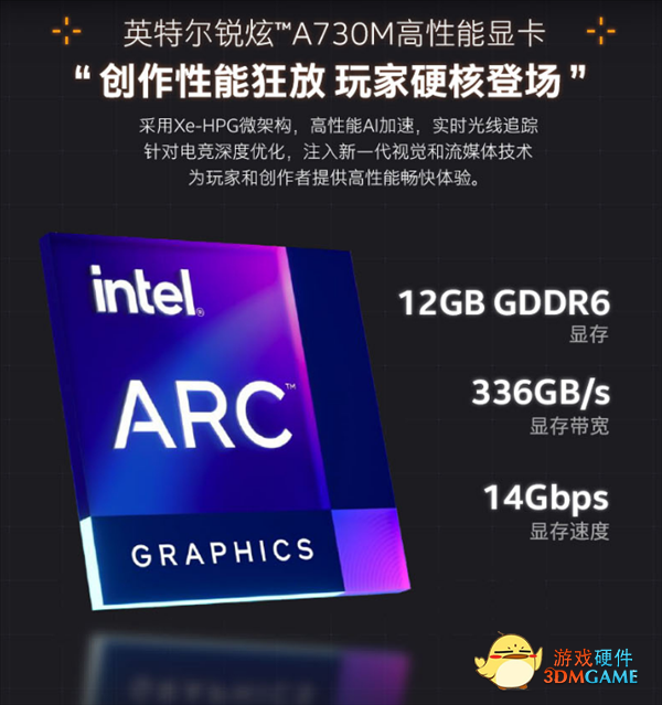 全球首发Intel Arc A730M高端显卡！机械师曙光16游戏本上架