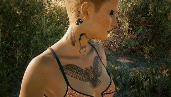 《赛博朋克2077》手绘羽毛和猫头鹰纹身MOD
