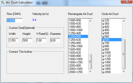 Air Duct CalculatorV1.0