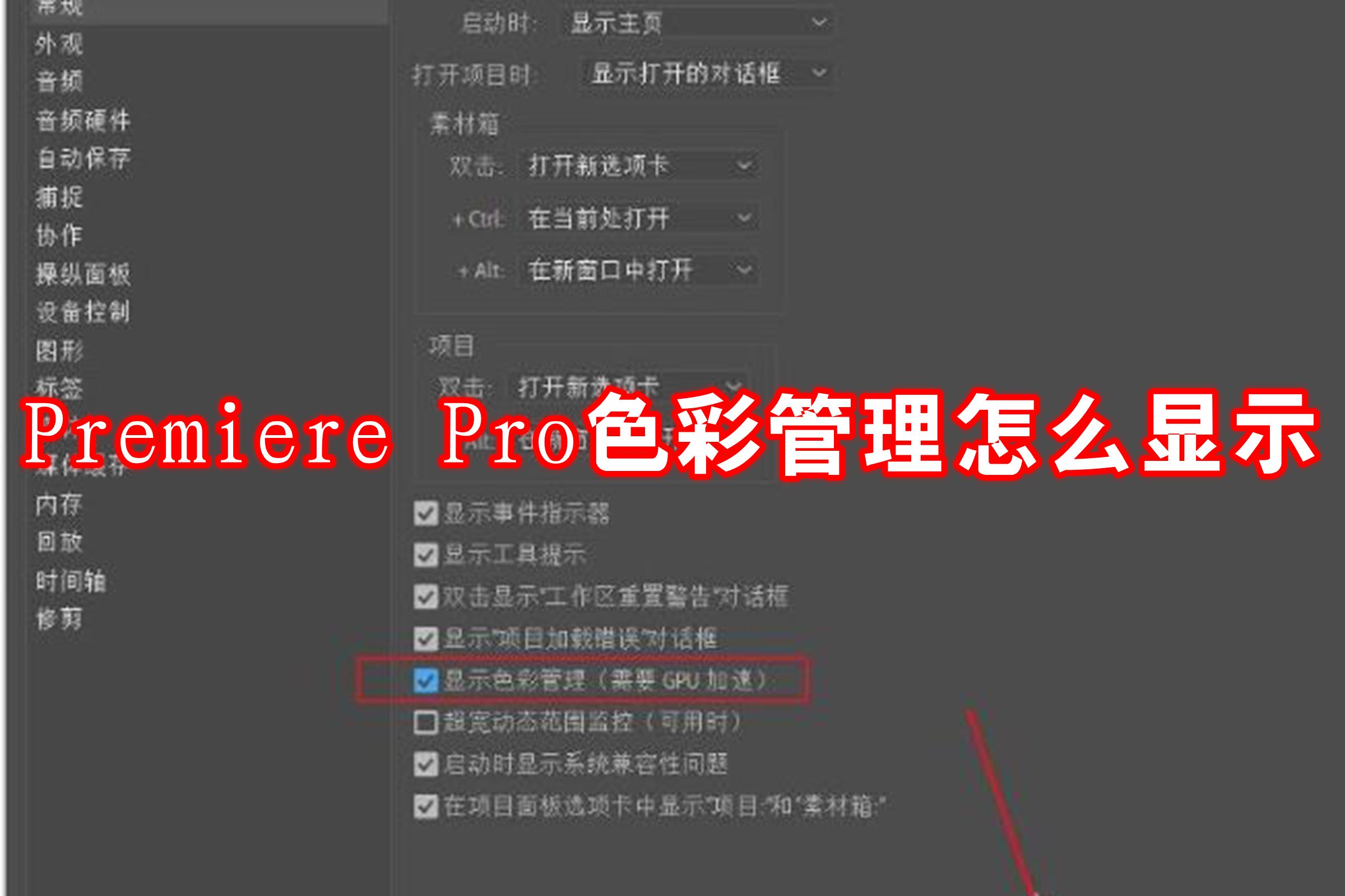 Premiere Pro色彩管理怎么显示