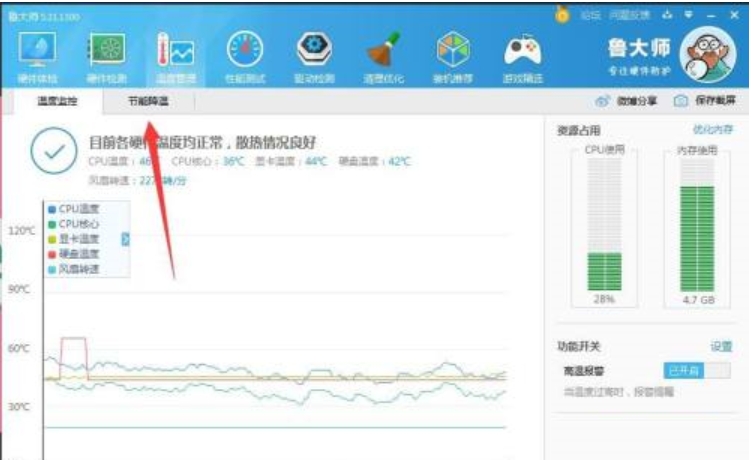 鲁大师怎么设置节能降温