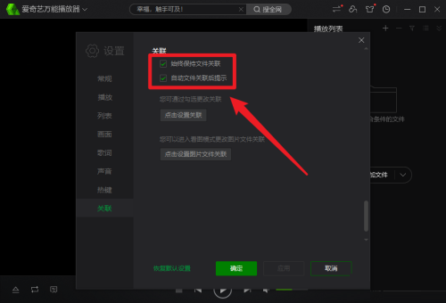 爱奇艺万能播放器怎么开启自动关联文件