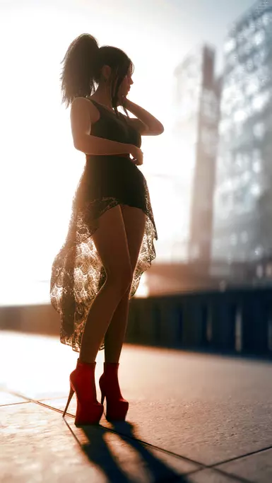 《赛博朋克2077》MOD|高低连衣裙和靴子|下载