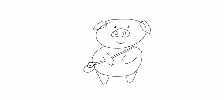 AI绘制可爱的卡通小猪插画